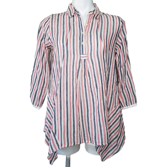 Anthro | Isabella Sinclair Linen Cotton Stripe Top - Picture 1 of 7